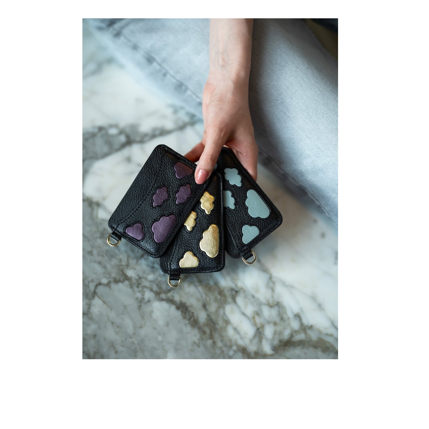Porte-cartes cuir végétal, marqueterie vive et artisanale Paris