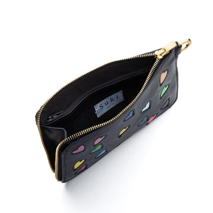 Pochette cuir portée en bandoulière, coloris naturel