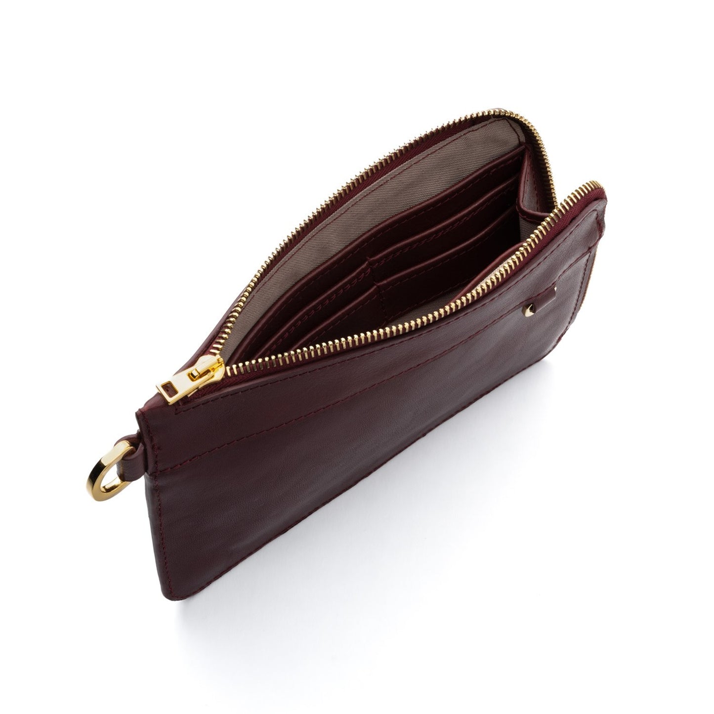 Vue intérieure pochette Frégate, cuir tannage végétal