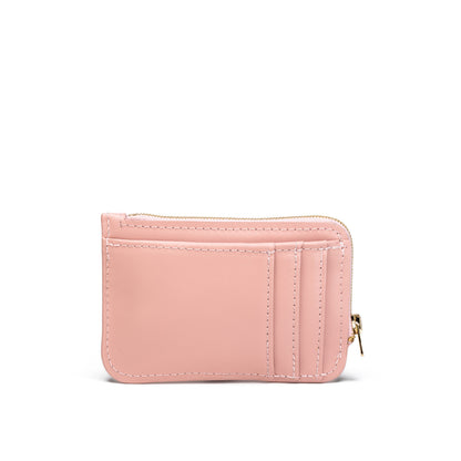 Porte-monnaie cuir artisanal coloris rose, format mini — fait main Paris