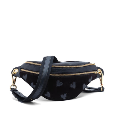Ulysse black, sac banane cuir noir homme femme porté en bandoulière