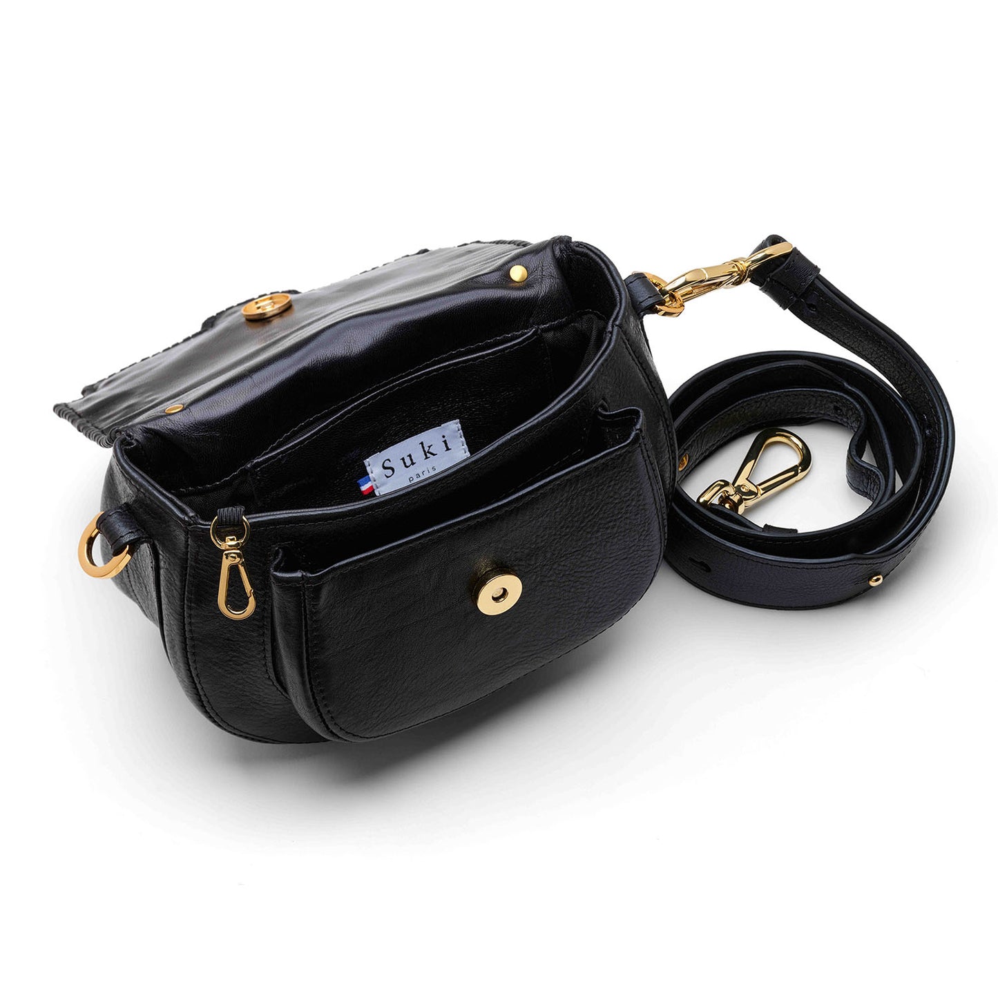Détail tressage cuir tannage végétal, sac Alhambra fait main