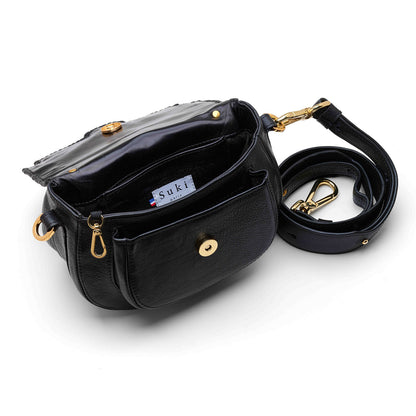 Détail tressage cuir tannage végétal, sac Alhambra fait main