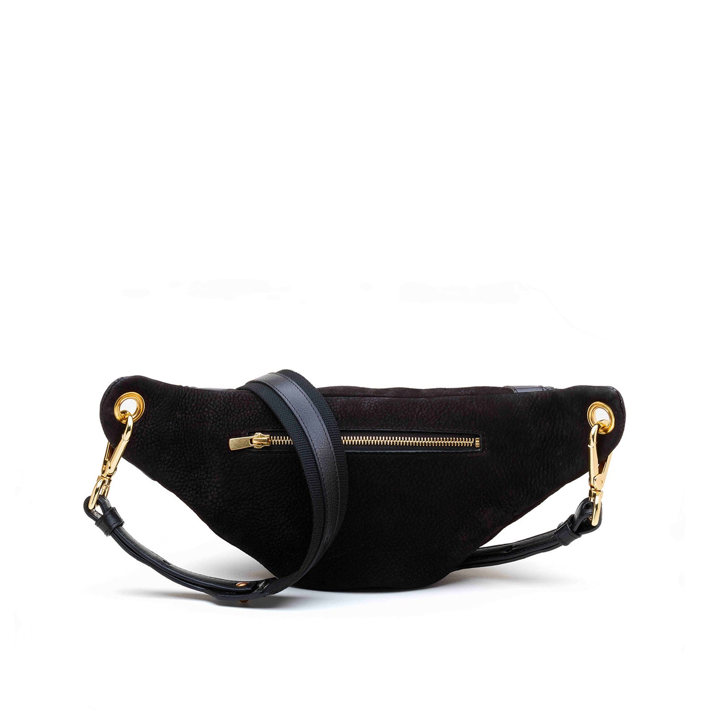 Grand sac banane cuir noir crossbody, tannage végétal — Pandora