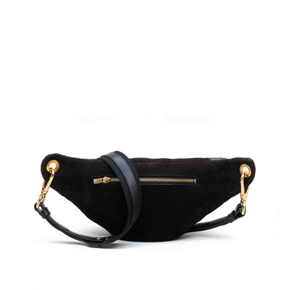 Grand sac banane cuir noir crossbody, tannage végétal — Pandora