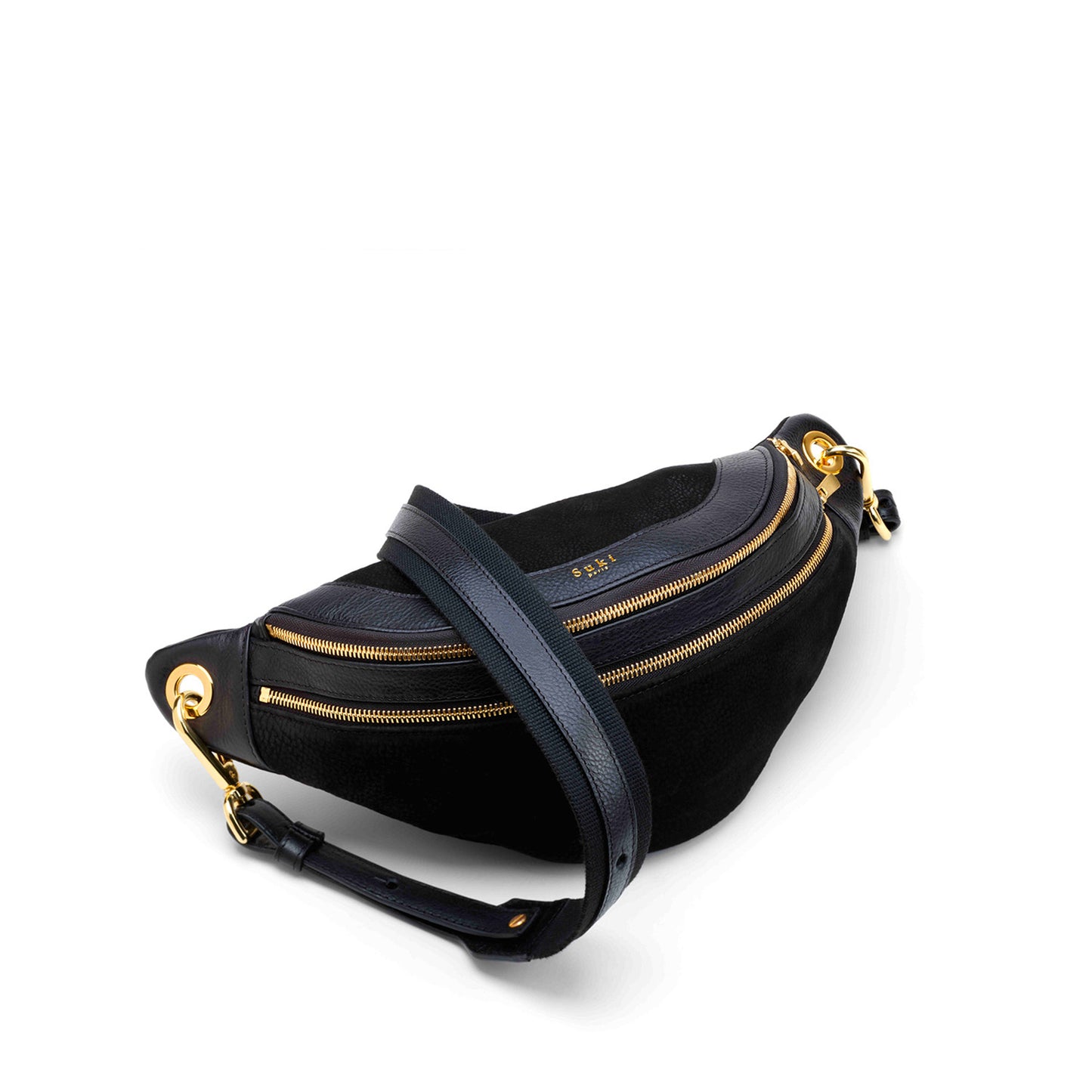 Pandora black, sac banane cuir noir grand format — Suki Paris