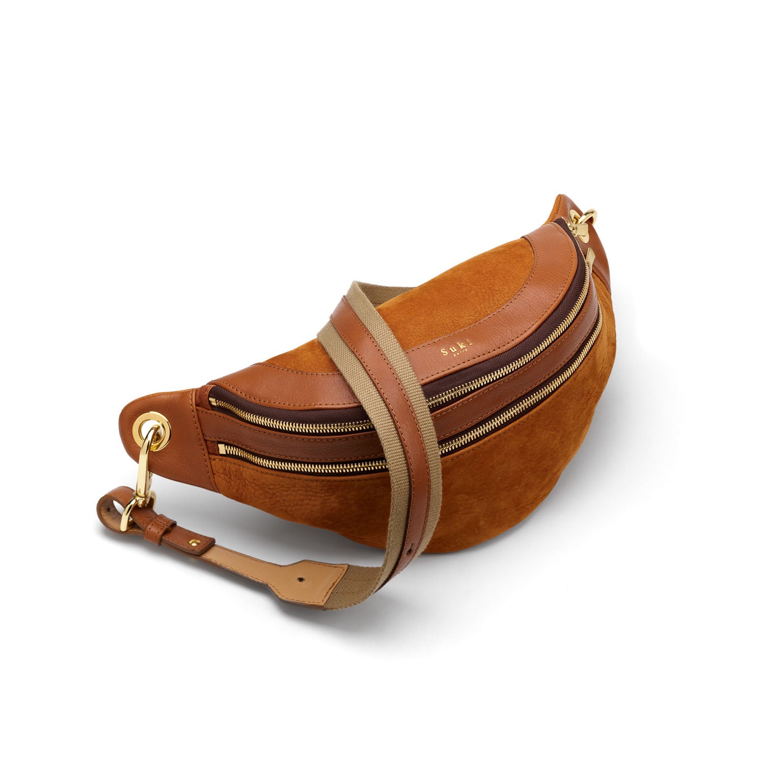 Pandora camel, sac banane cuir femme grand format — Suki Paris