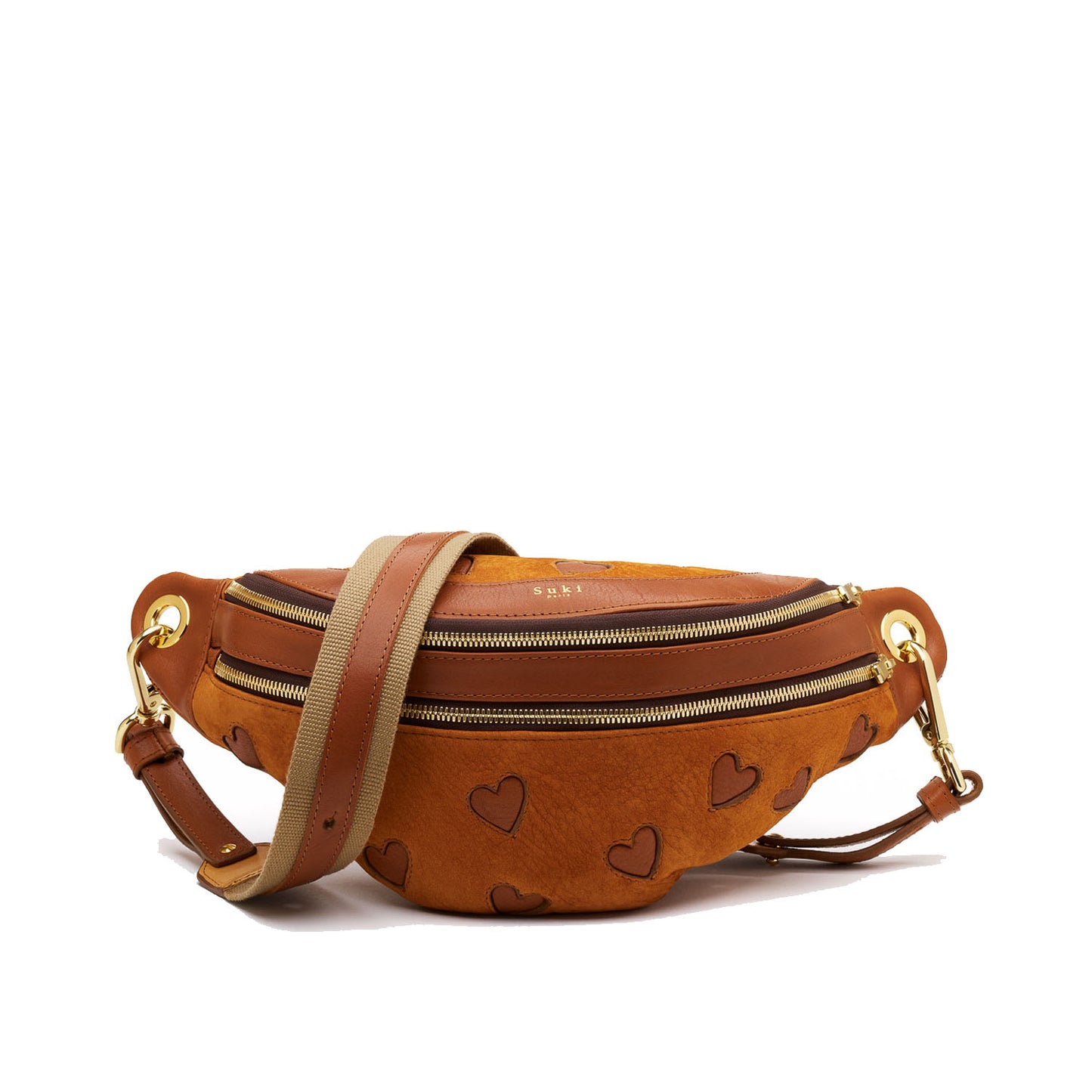 Ulysse camel, sac banane cuir camel porté en bandoulière