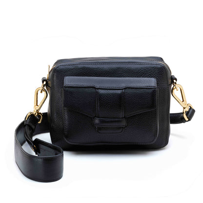 Sac appareil photo cuir noir compact, tannage végétal — Cisco