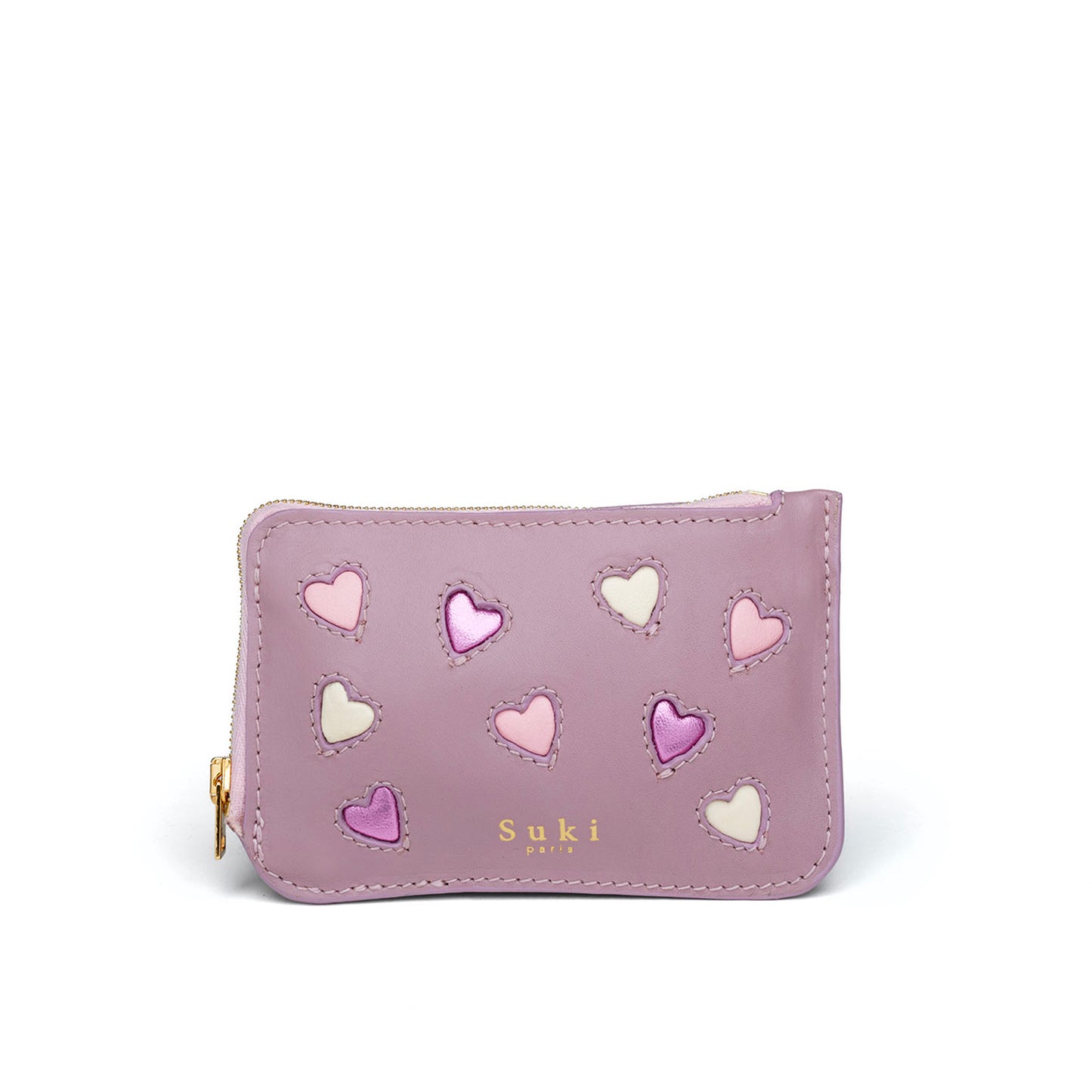 Freyja porte-monnaie cuir compact épuré, zip YKK Excella — Suki Paris