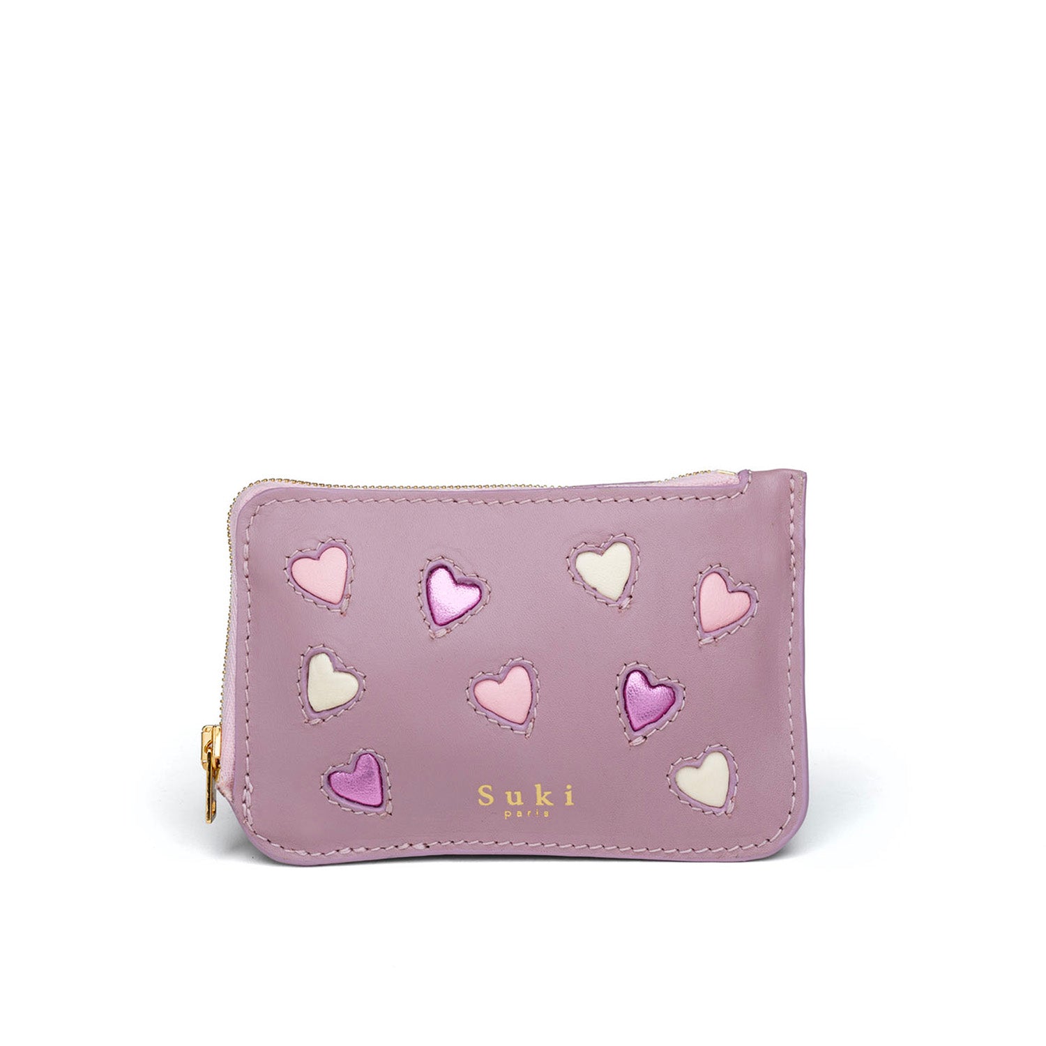 Freyja porte-monnaie cuir compact épuré, zip YKK Excella — Suki Paris