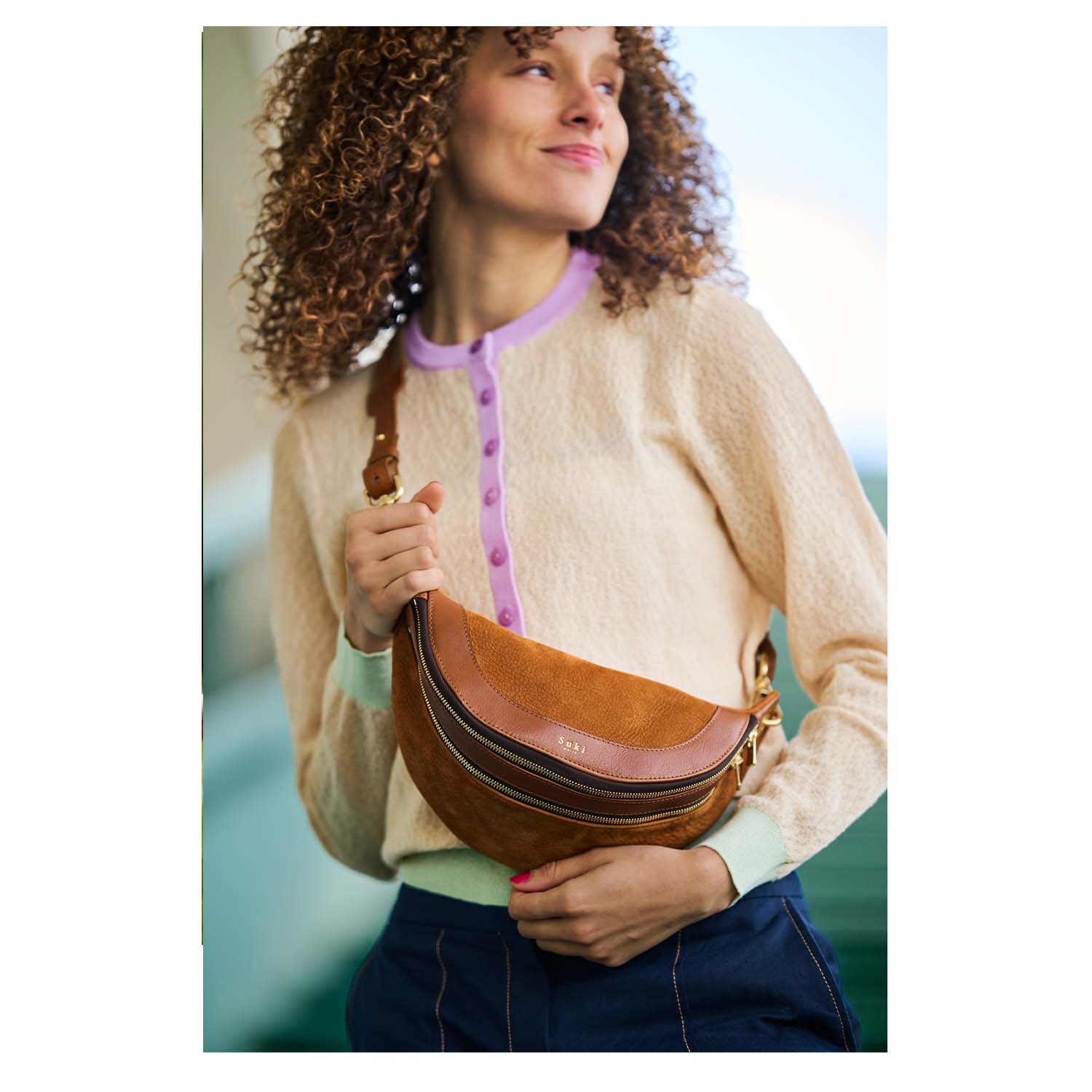 Marquage à chaud personnalisable, grand sac banane Pandora camel