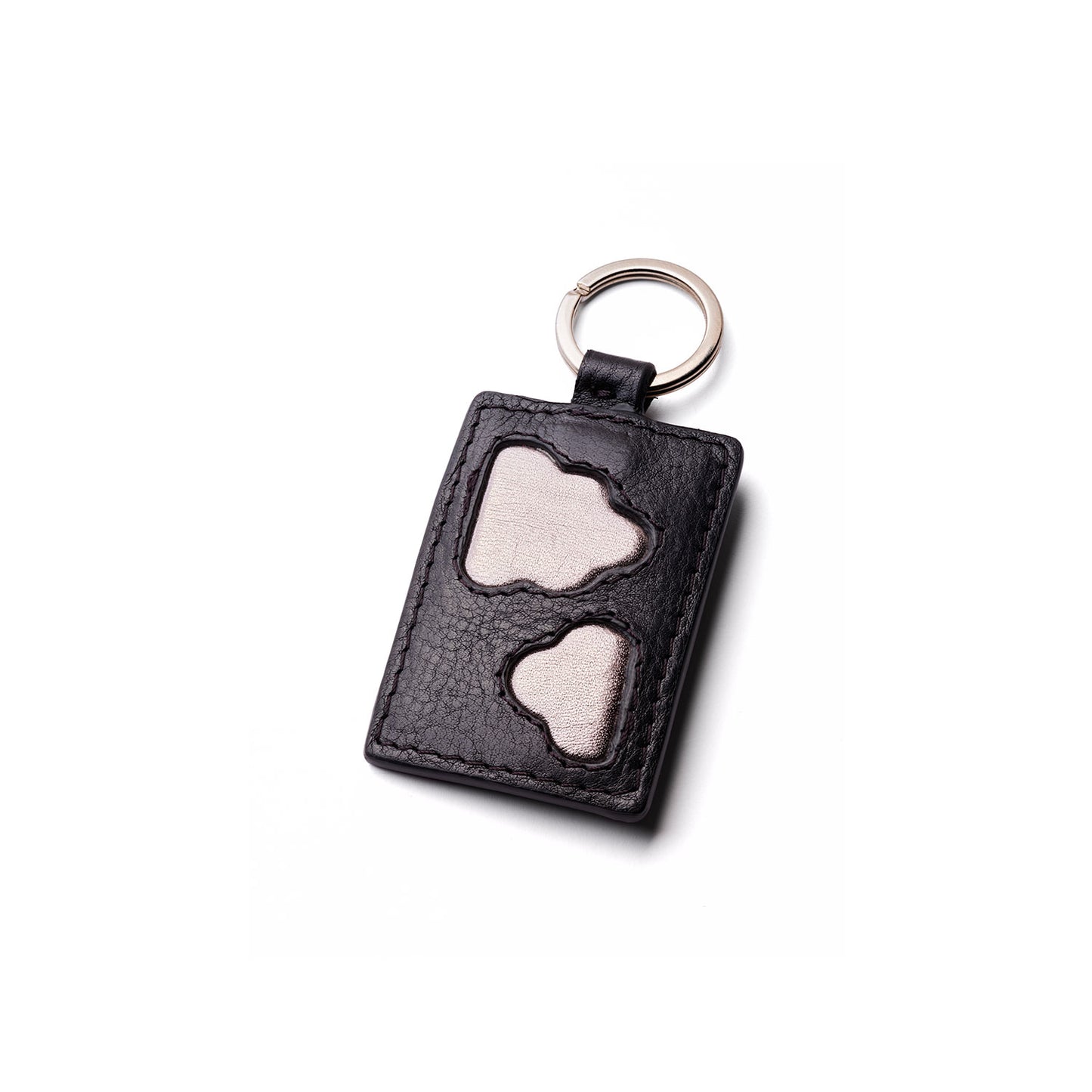Porte-clé cuir nuage noir, anneau laiton, atelier rue Labie