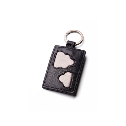 Porte-clé cuir nuage noir, anneau laiton, atelier rue Labie