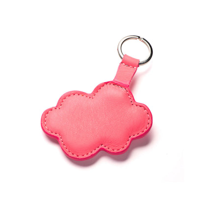 Porte-clé nuage en cuir rose, maroquinerie artisanale parisienne