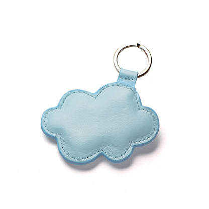 Porte-clé nuage en cuir bleu, petite maroquinerie fait main Paris