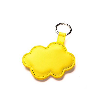 Porte-clé nuage en cuir jaune, fait main à Paris