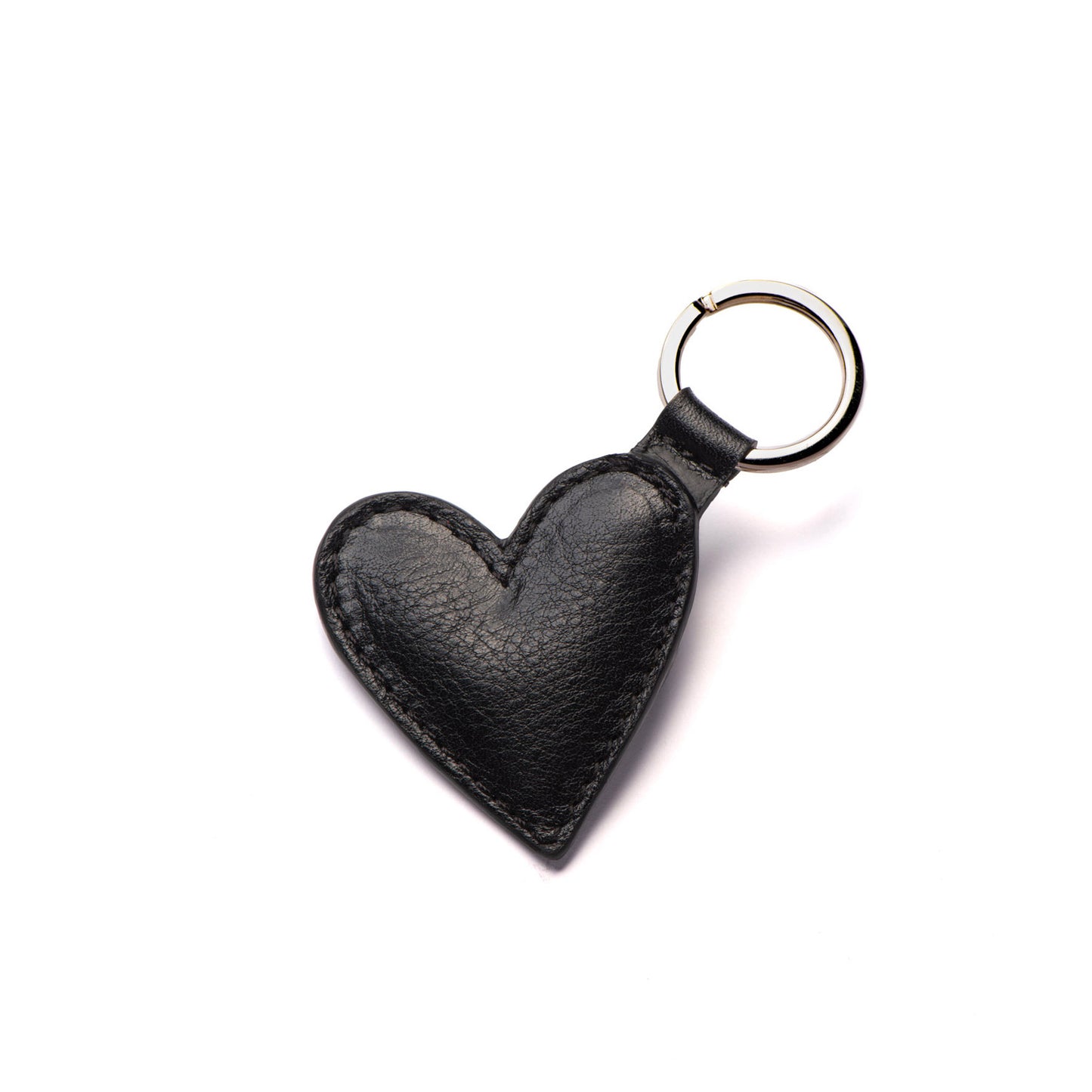 Porte-clé cœur en cuir noir, petite maroquinerie artisanale parisienne